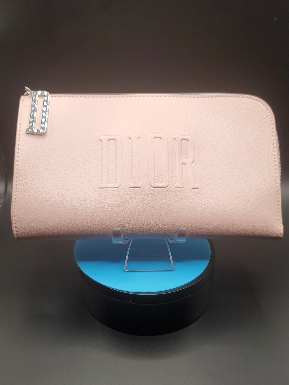 Dior Blush Pink Embossed Logo Zip Cosmetic Bag